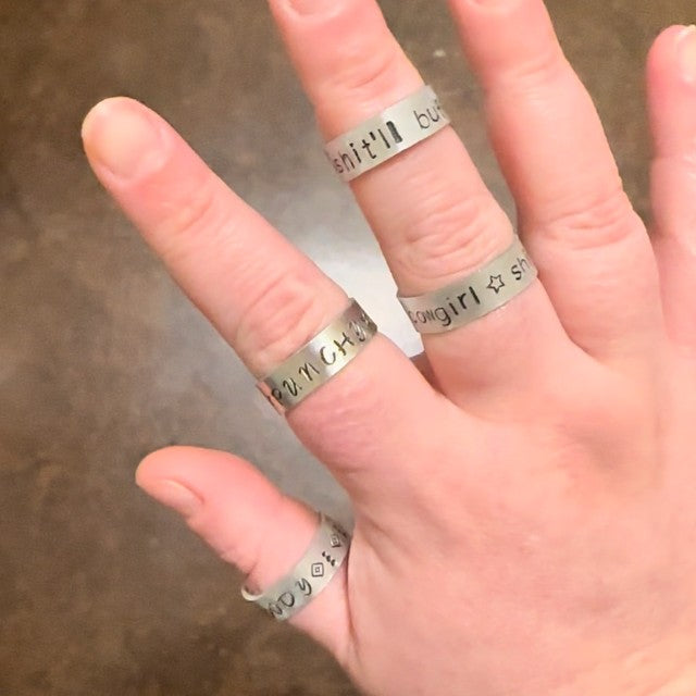 Stamped Adjustable Metal Rings, Flux Boutique